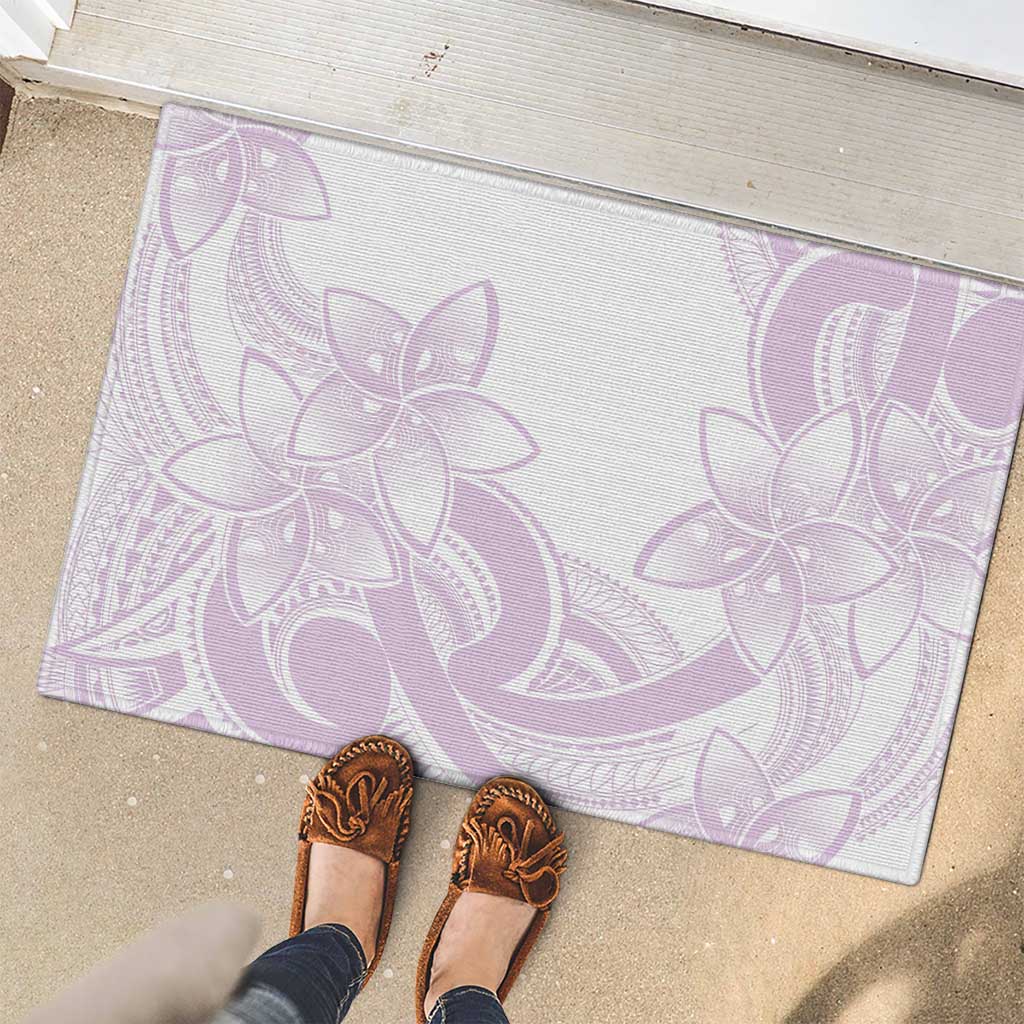 Polynesian Tribal Plumeria Lotu Tamaiti Rubber Doormat Pastel Mauve - Polynesian Pride