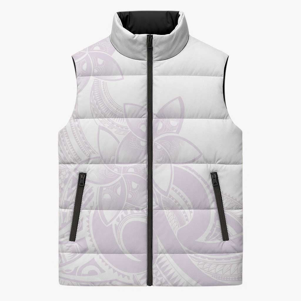 Polynesian Tribal Plumeria Lotu Tamaiti Sleeveless Puffer Jacket Pastel Mauve - Polynesian Pride