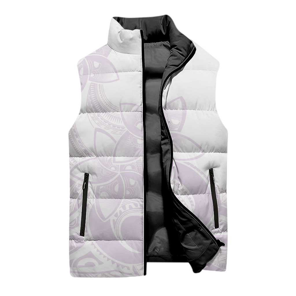 Polynesian Tribal Plumeria Lotu Tamaiti Sleeveless Puffer Jacket Pastel Mauve - Polynesian Pride
