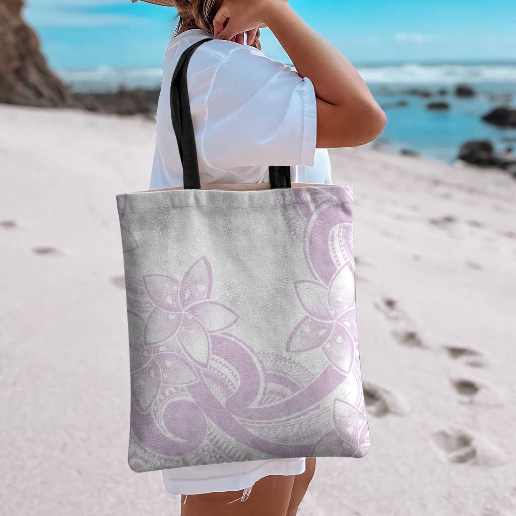 Polynesian Tribal Plumeria Lotu Tamaiti Tote Bag Pastel Mauve - Polynesian Pride