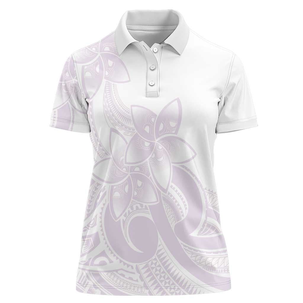 Polynesian Tribal Plumeria Lotu Tamaiti Women Polo Shirt Pastel Mauve - Polynesian Pride