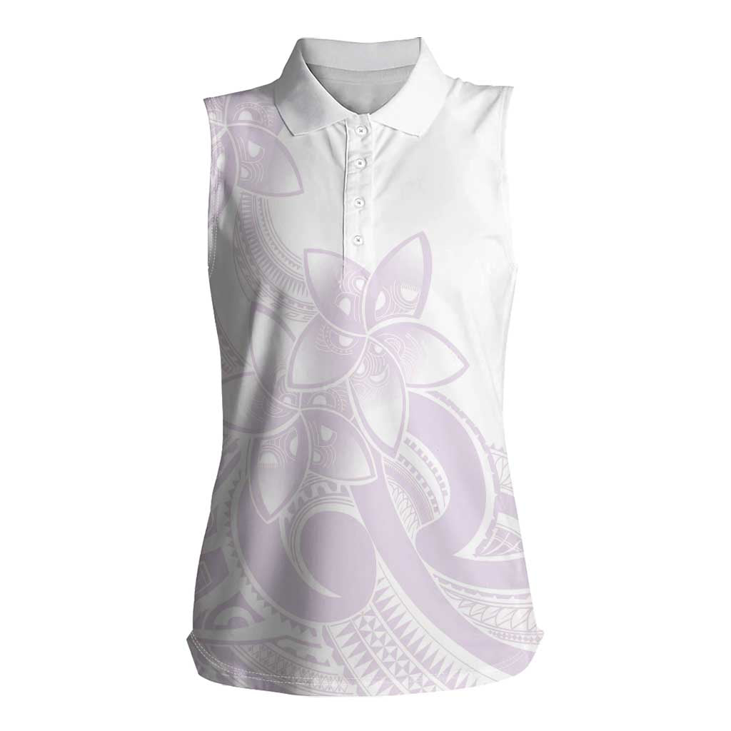 Polynesian Tribal Plumeria Lotu Tamaiti Women Sleeveless Polo Shirt Pastel Mauve - Polynesian Pride