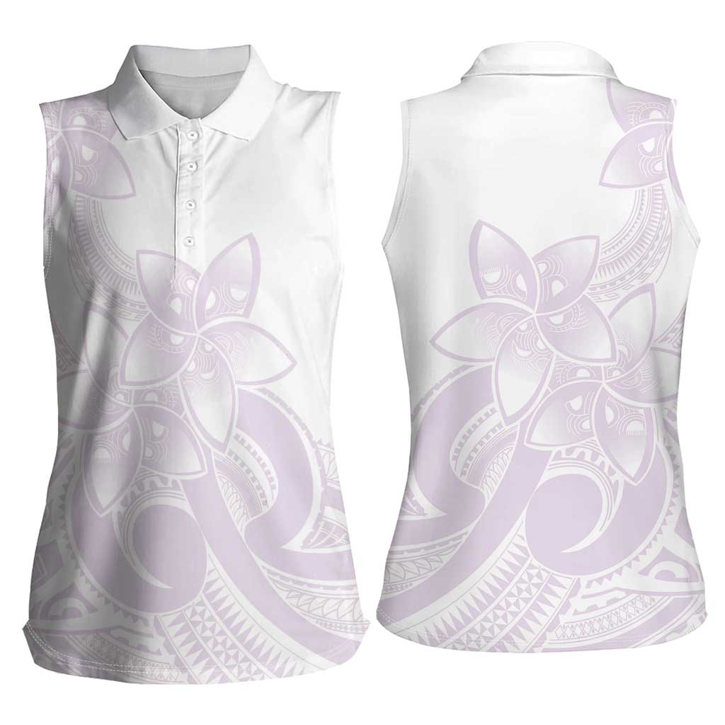 Polynesian Tribal Plumeria Lotu Tamaiti Women Sleeveless Polo Shirt Pastel Mauve - Polynesian Pride