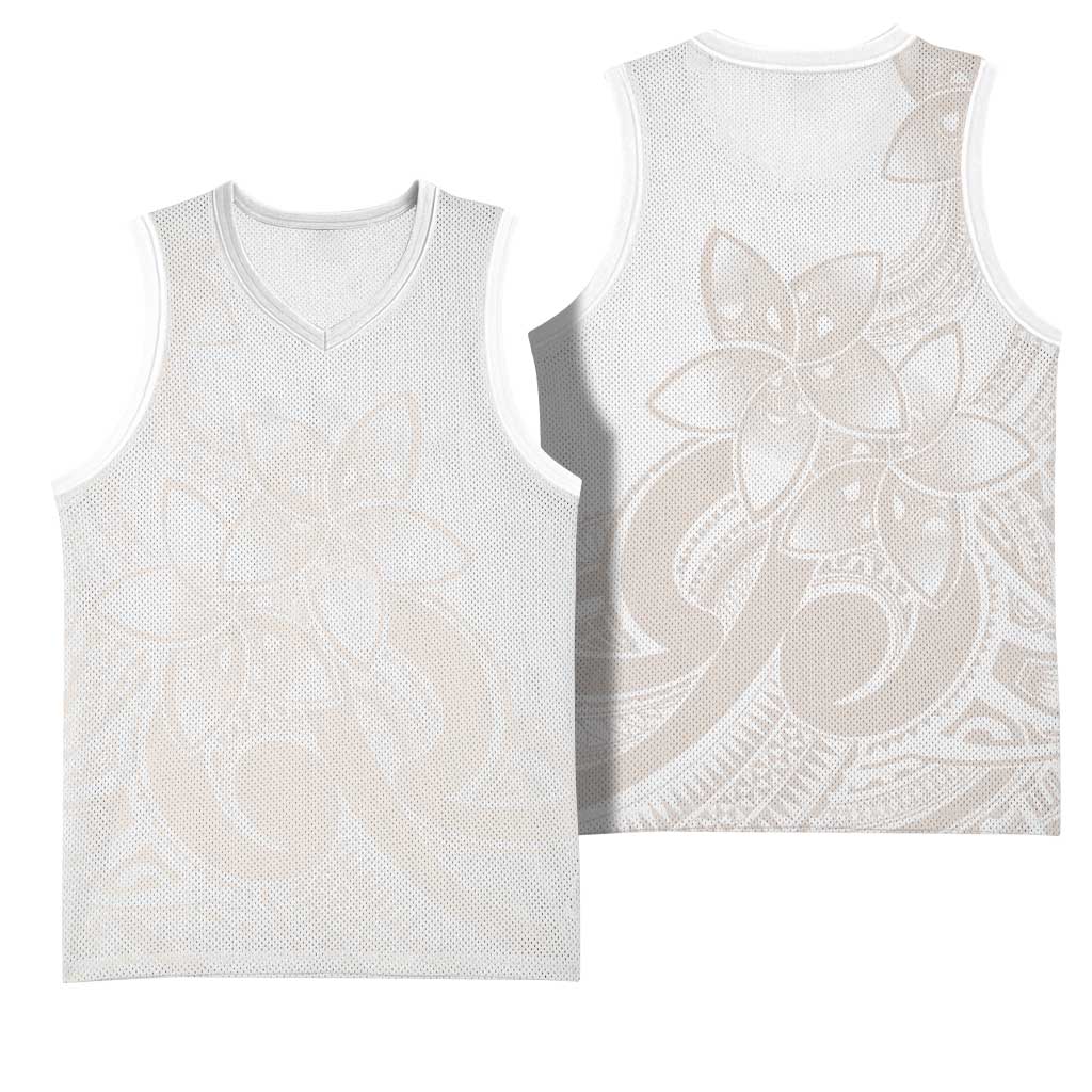 Polynesian Tribal Plumeria Lotu Tamaiti Basketball Jersey Pastel Nude - Polynesian Pride