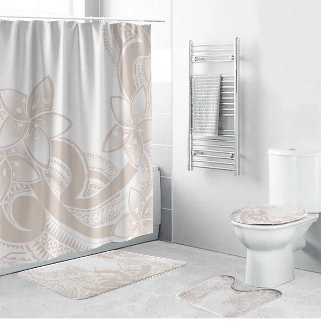 Polynesian Tribal Plumeria Lotu Tamaiti Bathroom Set Pastel Nude - Polynesian Pride