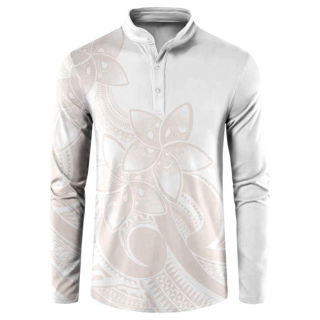 Polynesian Tribal Plumeria Lotu Tamaiti Button Sweatshirt Pastel Nude - Polynesian Pride