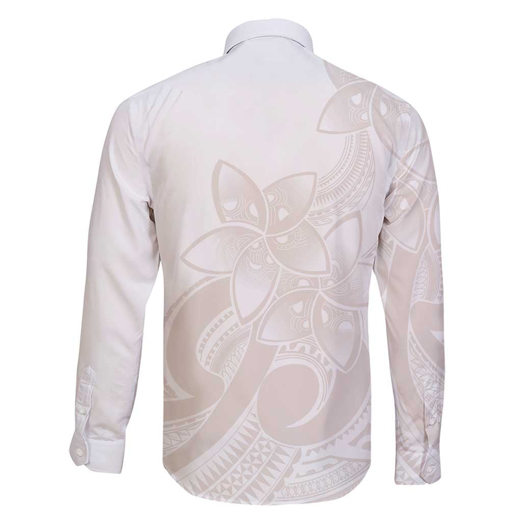Polynesian Tribal Plumeria Lotu Tamaiti Family Matching Long Sleeve Bodycon Dress and Hawaiian Shirt Pastel Nude - Polynesian Pride