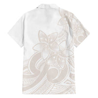 Polynesian Tribal Plumeria Lotu Tamaiti Family Matching Off Shoulder Short Dress and Hawaiian Shirt Pastel Nude - Polynesian Pride