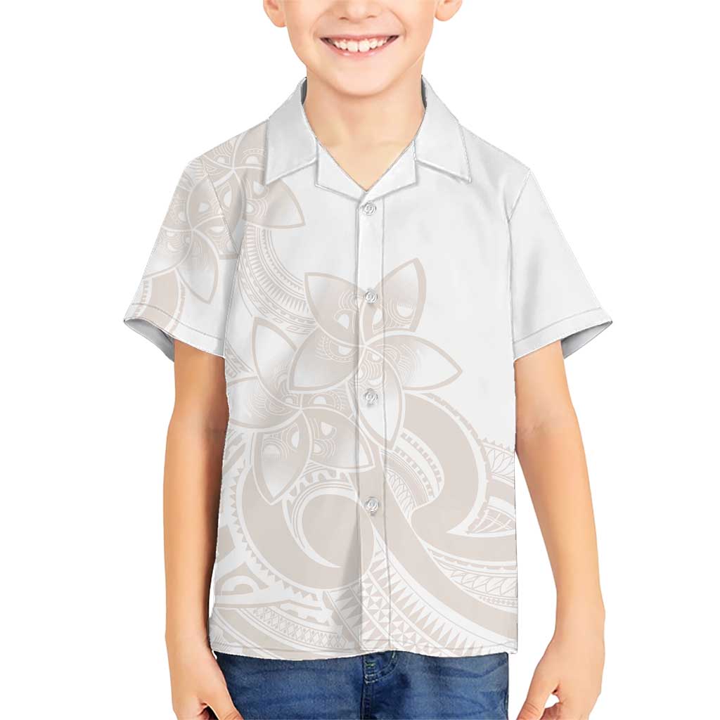 Polynesian Tribal Plumeria Lotu Tamaiti Family Matching Short Sleeve Bodycon Dress and Hawaiian Shirt Pastel Nude - Polynesian Pride