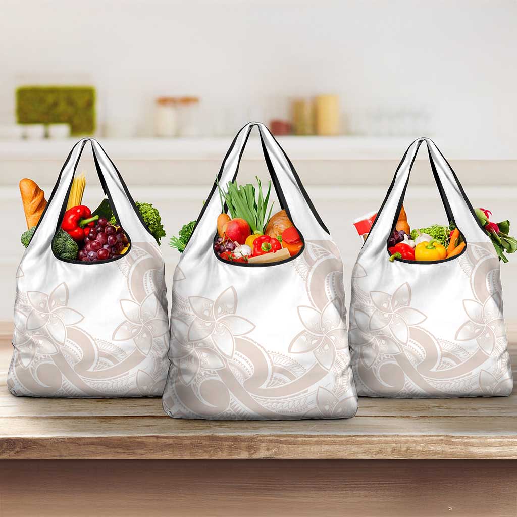 Polynesian Tribal Plumeria Lotu Tamaiti Grocery Bag Pastel Nude - Polynesian Pride