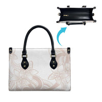 Polynesian Tribal Plumeria Lotu Tamaiti Leather Bag Pastel Nude - Polynesian Pride
