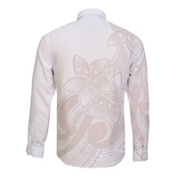 Polynesian Tribal Plumeria Lotu Tamaiti Long Sleeve Button Shirt Pastel Nude - Polynesian Pride