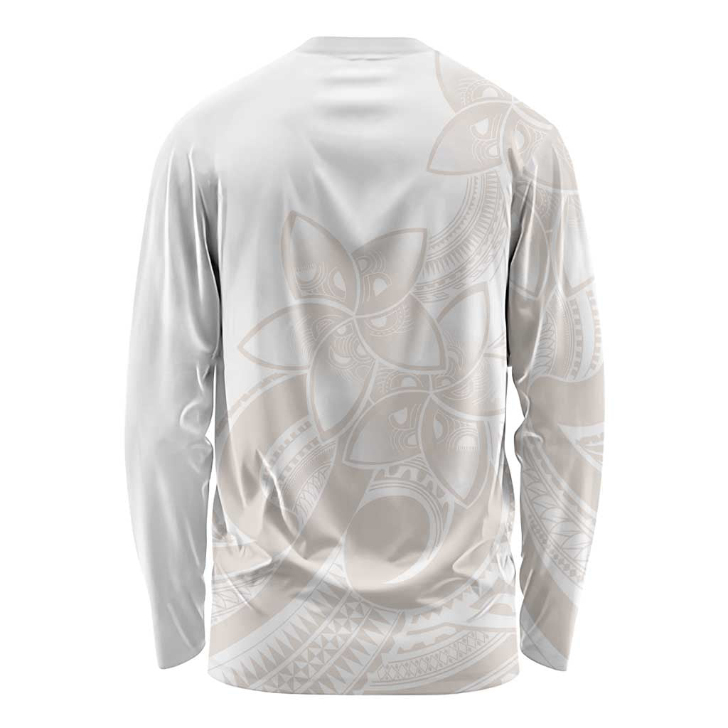 Polynesian Tribal Plumeria Lotu Tamaiti Long Sleeve Shirt Pastel Nude - Polynesian Pride