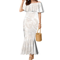 Polynesian Tribal Plumeria Lotu Tamaiti Mermaid Dress Pastel Nude - Polynesian Pride