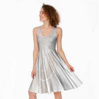 Polynesian Tribal Plumeria Lotu Tamaiti Midi Dress Pastel Nude - Polynesian Pride