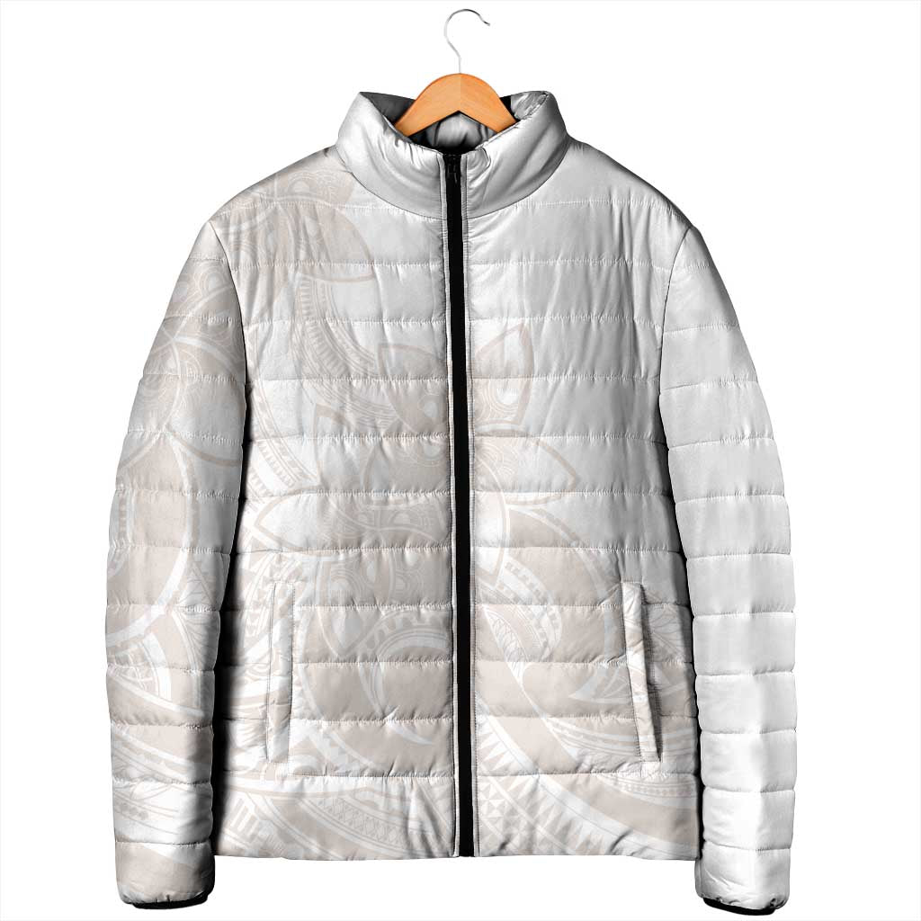 Polynesian Tribal Plumeria Lotu Tamaiti Padded Jacket Pastel Nude - Polynesian Pride