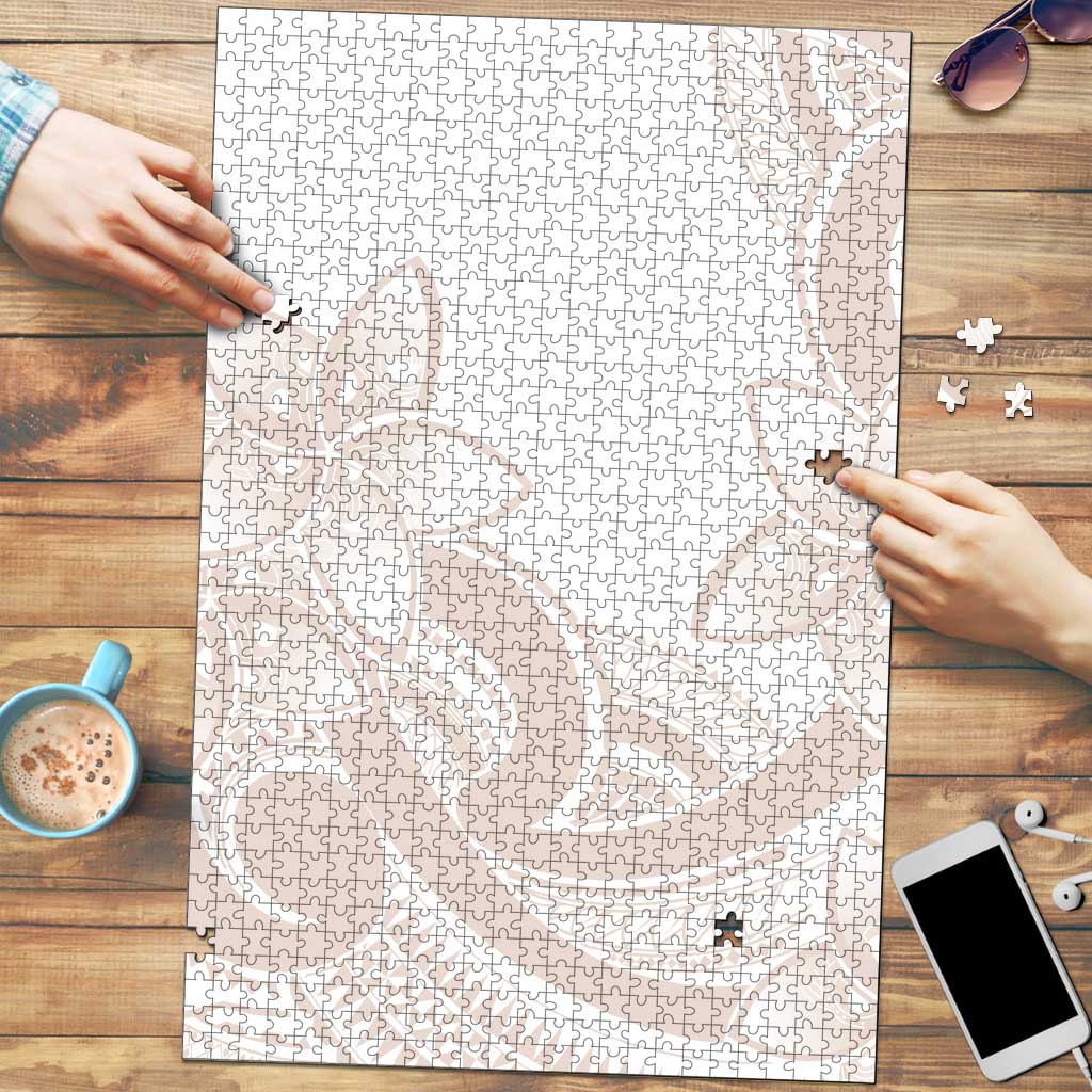 Polynesian Tribal Plumeria Lotu Tamaiti Puzzle Pastel Nude - Polynesian Pride