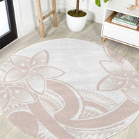 Polynesian Tribal Plumeria Lotu Tamaiti Round Carpet Pastel Nude - Polynesian Pride