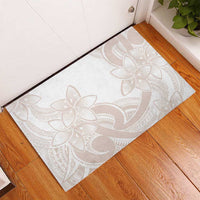 Polynesian Tribal Plumeria Lotu Tamaiti Rubber Doormat Pastel Nude - Polynesian Pride