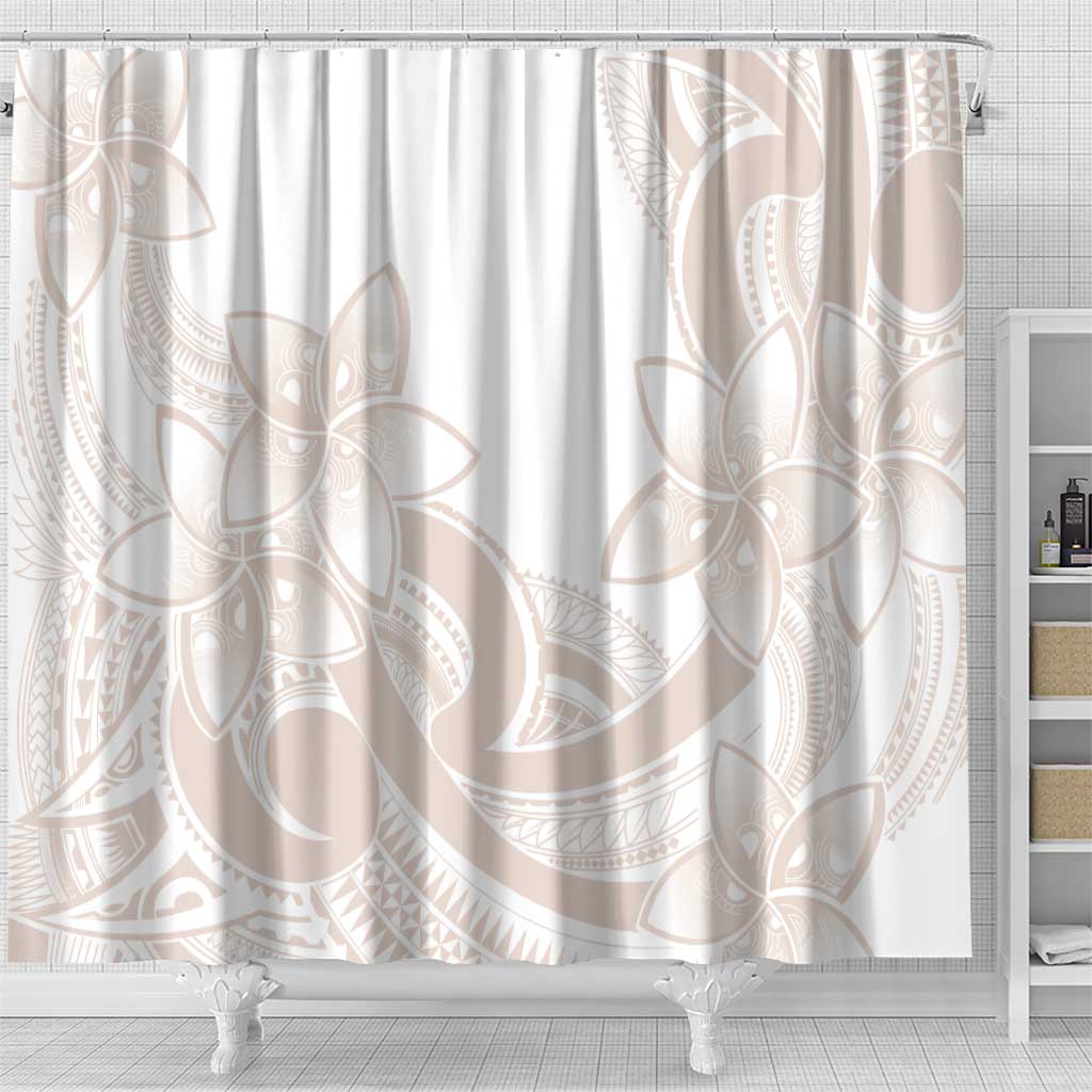 Polynesian Tribal Plumeria Lotu Tamaiti Shower Curtain Pastel Nude - Polynesian Pride