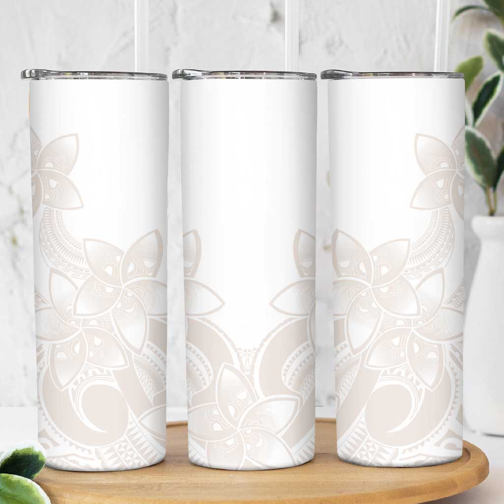 Polynesian Tribal Plumeria Lotu Tamaiti Skinny Tumbler Pastel Nude - Polynesian Pride