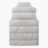 Polynesian Tribal Plumeria Lotu Tamaiti Sleeveless Puffer Jacket Pastel Nude - Polynesian Pride