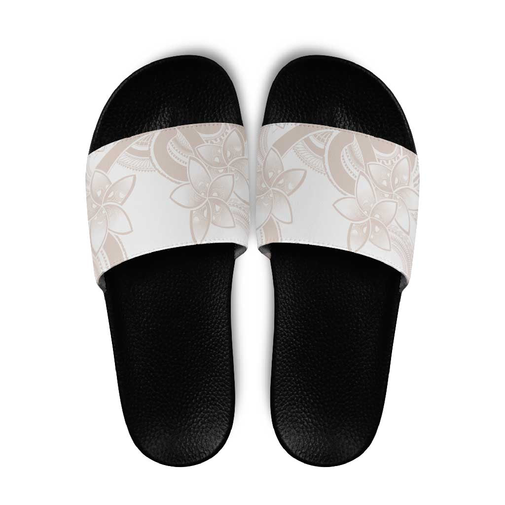 Polynesian Tribal Plumeria Lotu Tamaiti Slide Sandals Pastel Nude - Polynesian Pride