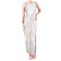 Polynesian Tribal Plumeria Lotu Tamaiti Tank Maxi Dress Pastel Nude - Polynesian Pride