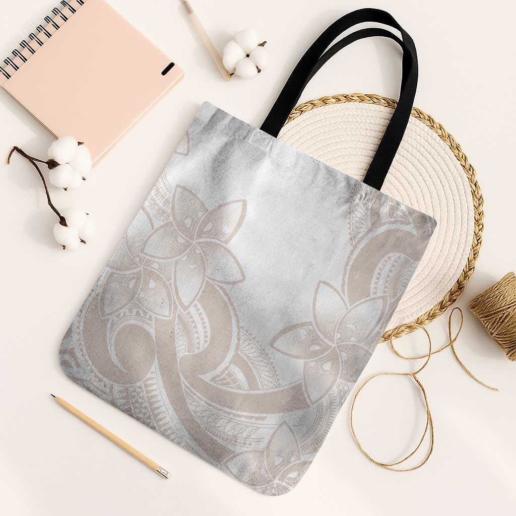 Polynesian Tribal Plumeria Lotu Tamaiti Tote Bag Pastel Nude - Polynesian Pride