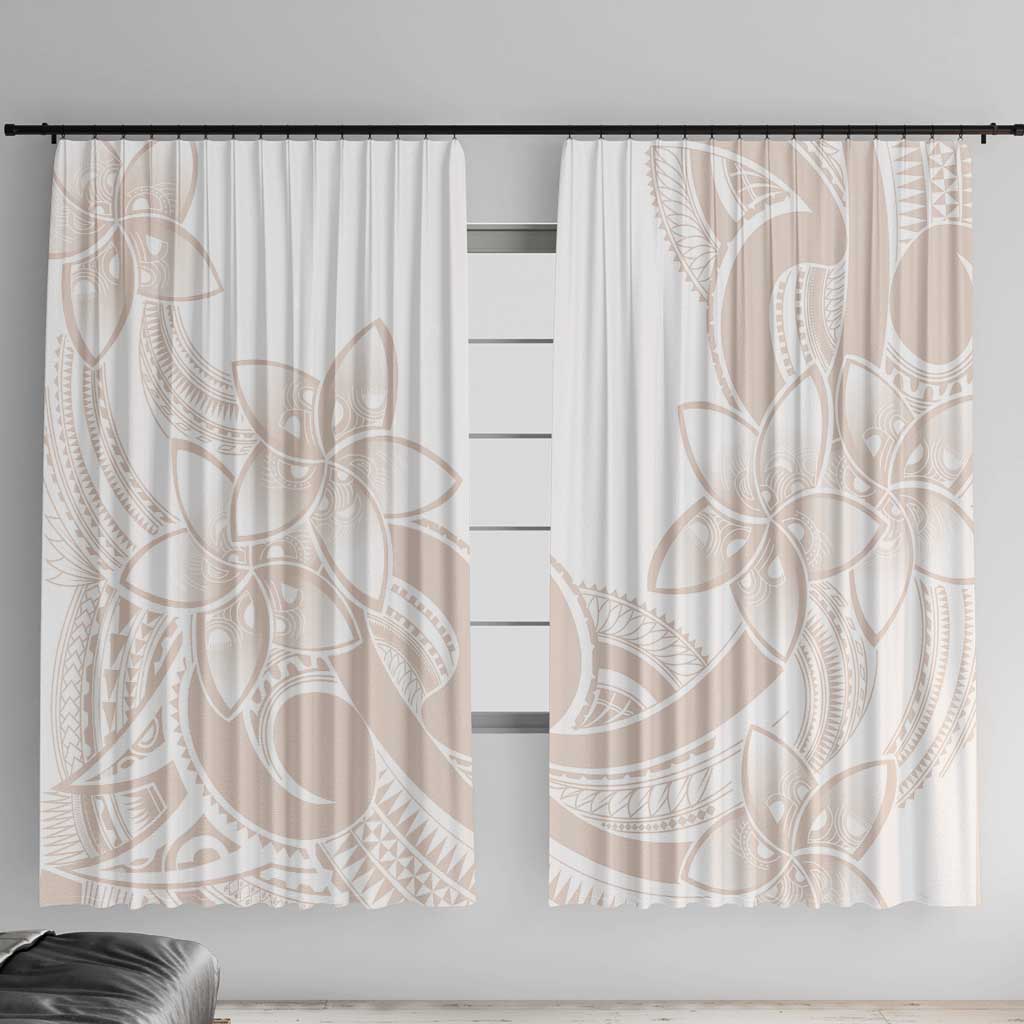 Polynesian Tribal Plumeria Lotu Tamaiti Window Curtain Pastel Nude - Polynesian Pride