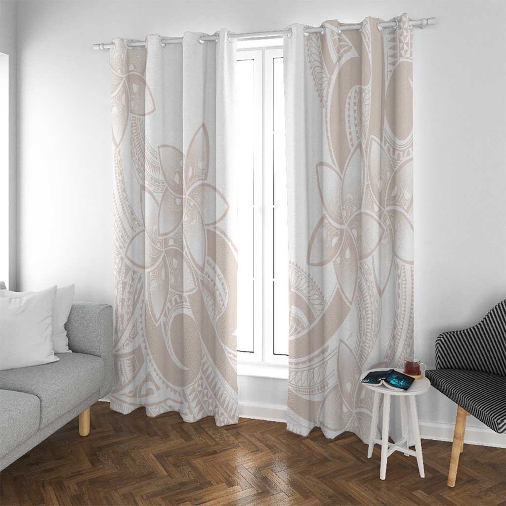 Polynesian Tribal Plumeria Lotu Tamaiti Window Curtain Pastel Nude - Polynesian Pride