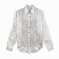 Polynesian Tribal Plumeria Lotu Tamaiti Women Casual Shirt Pastel Nude - Polynesian Pride