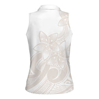 Polynesian Tribal Plumeria Lotu Tamaiti Women Sleeveless Polo Shirt Pastel Nude - Polynesian Pride