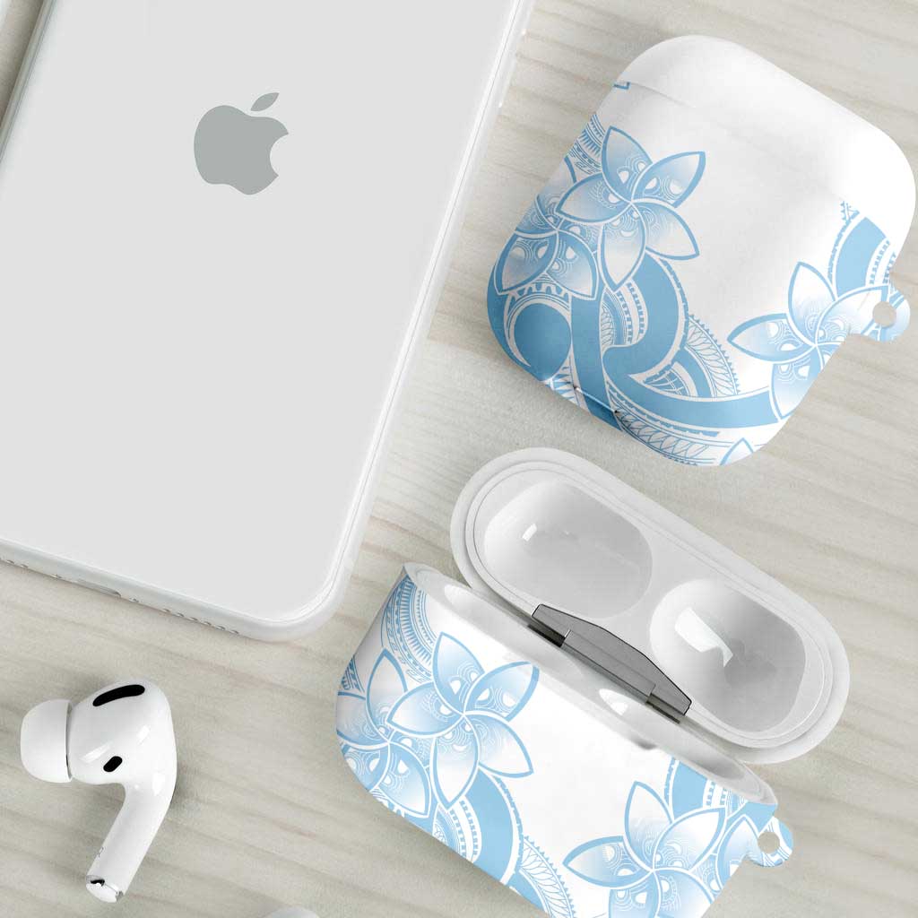Polynesian Tribal Plumeria Lotu Tamaiti AirPods Case Pastel Sky Blue - Polynesian Pride