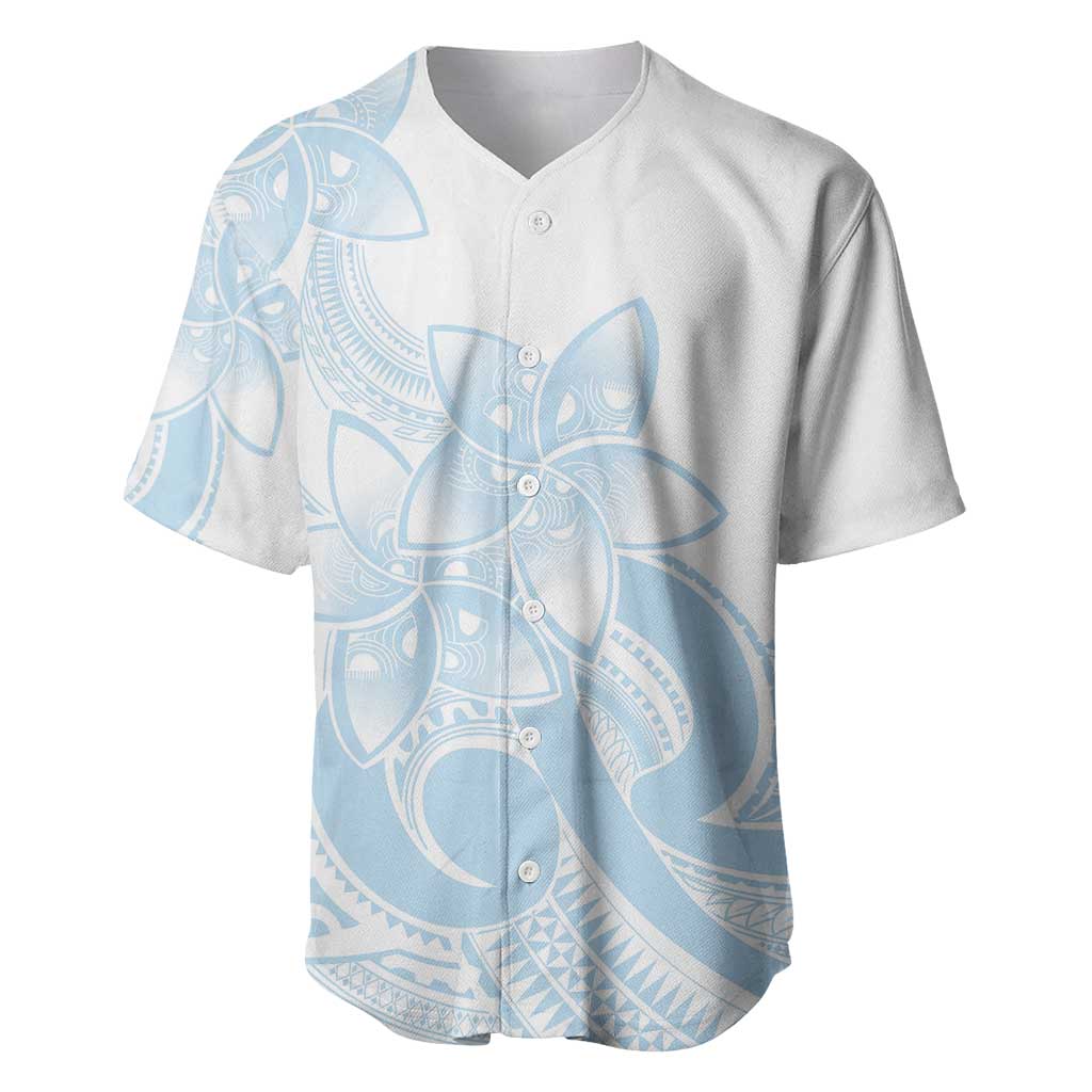 Polynesian Tribal Plumeria Lotu Tamaiti Baseball Jersey Pastel Sky Blue - Polynesian Pride