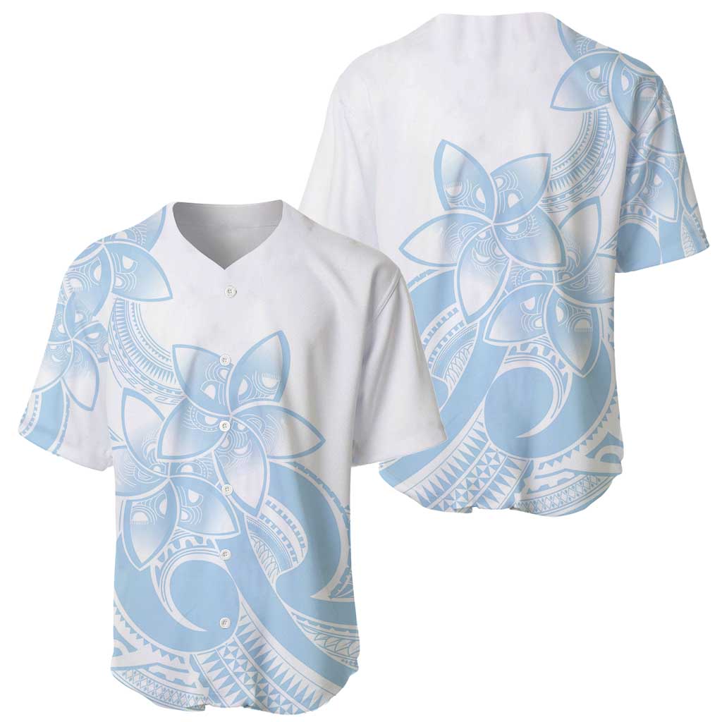 Polynesian Tribal Plumeria Lotu Tamaiti Baseball Jersey Pastel Sky Blue - Polynesian Pride
