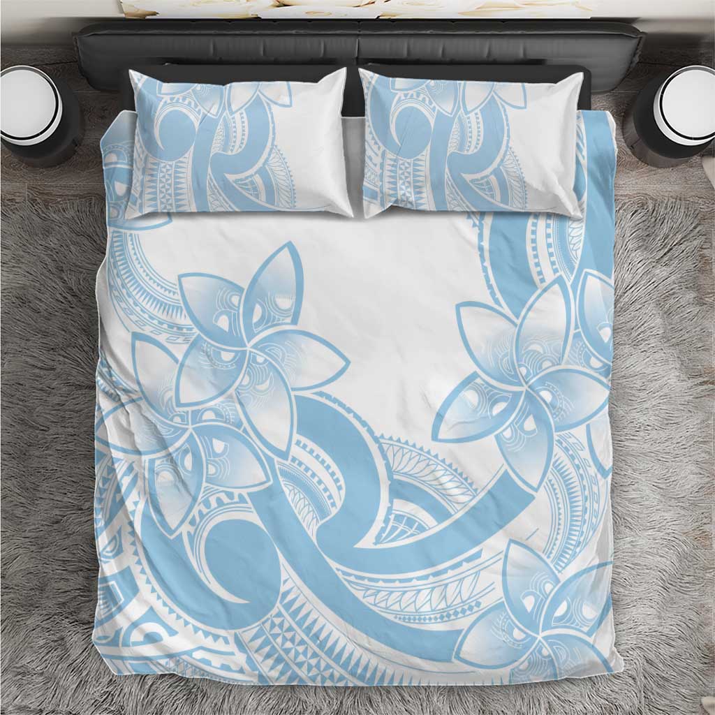 Polynesian Tribal Plumeria Lotu Tamaiti Bedding Set Pastel Sky Blue - Polynesian Pride