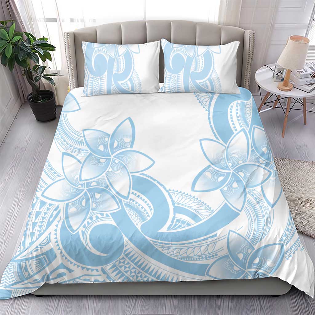 Polynesian Tribal Plumeria Lotu Tamaiti Bedding Set Pastel Sky Blue - Polynesian Pride