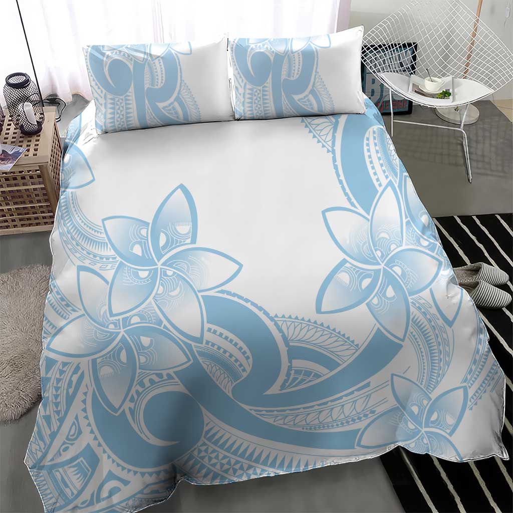 Polynesian Tribal Plumeria Lotu Tamaiti Bedding Set Pastel Sky Blue - Polynesian Pride