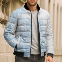 Polynesian Tribal Plumeria Lotu Tamaiti Bomber Puffer Jacket Pastel Sky Blue - Polynesian Pride