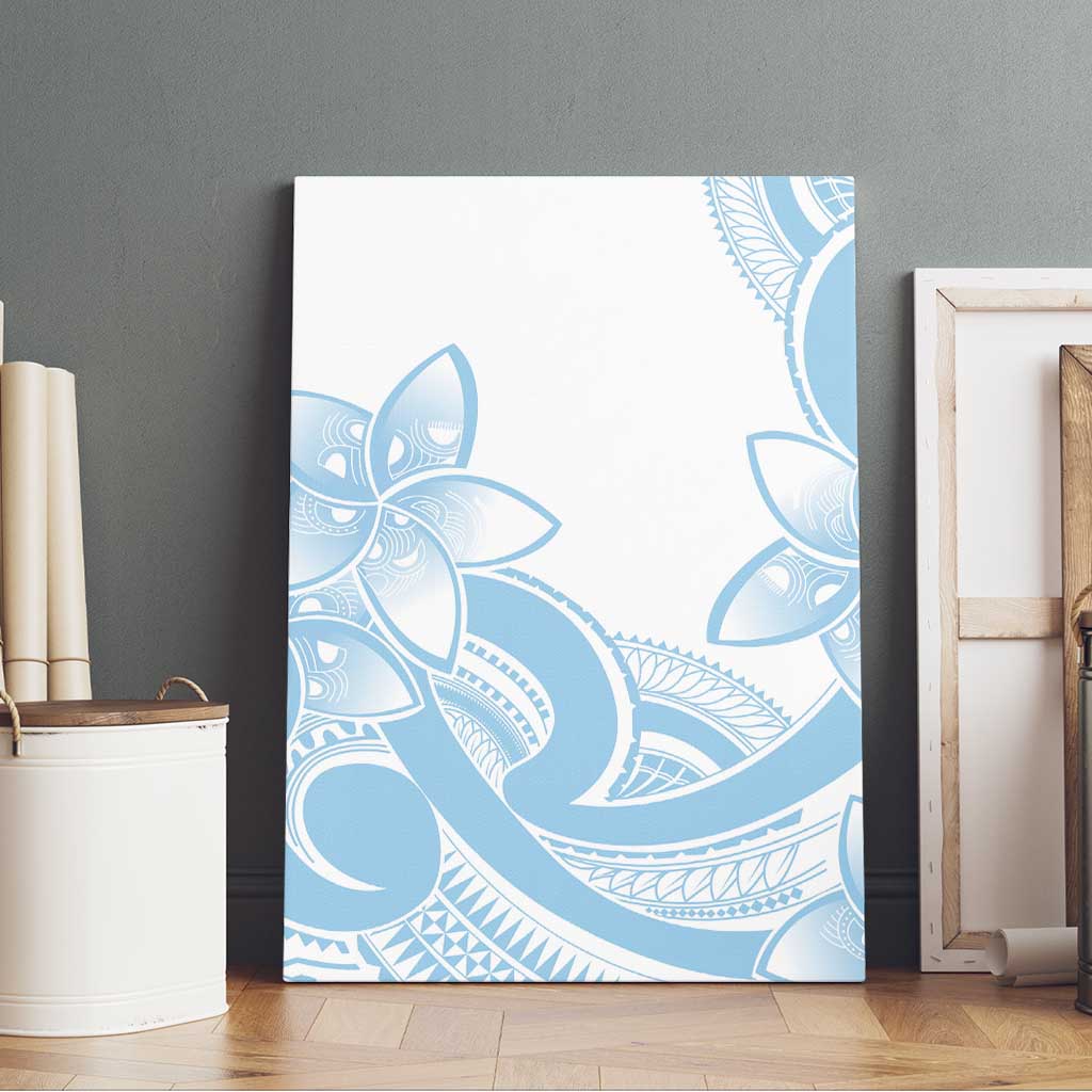 Polynesian Tribal Plumeria Lotu Tamaiti Canvas Wall Art Pastel Sky Blue - Polynesian Pride