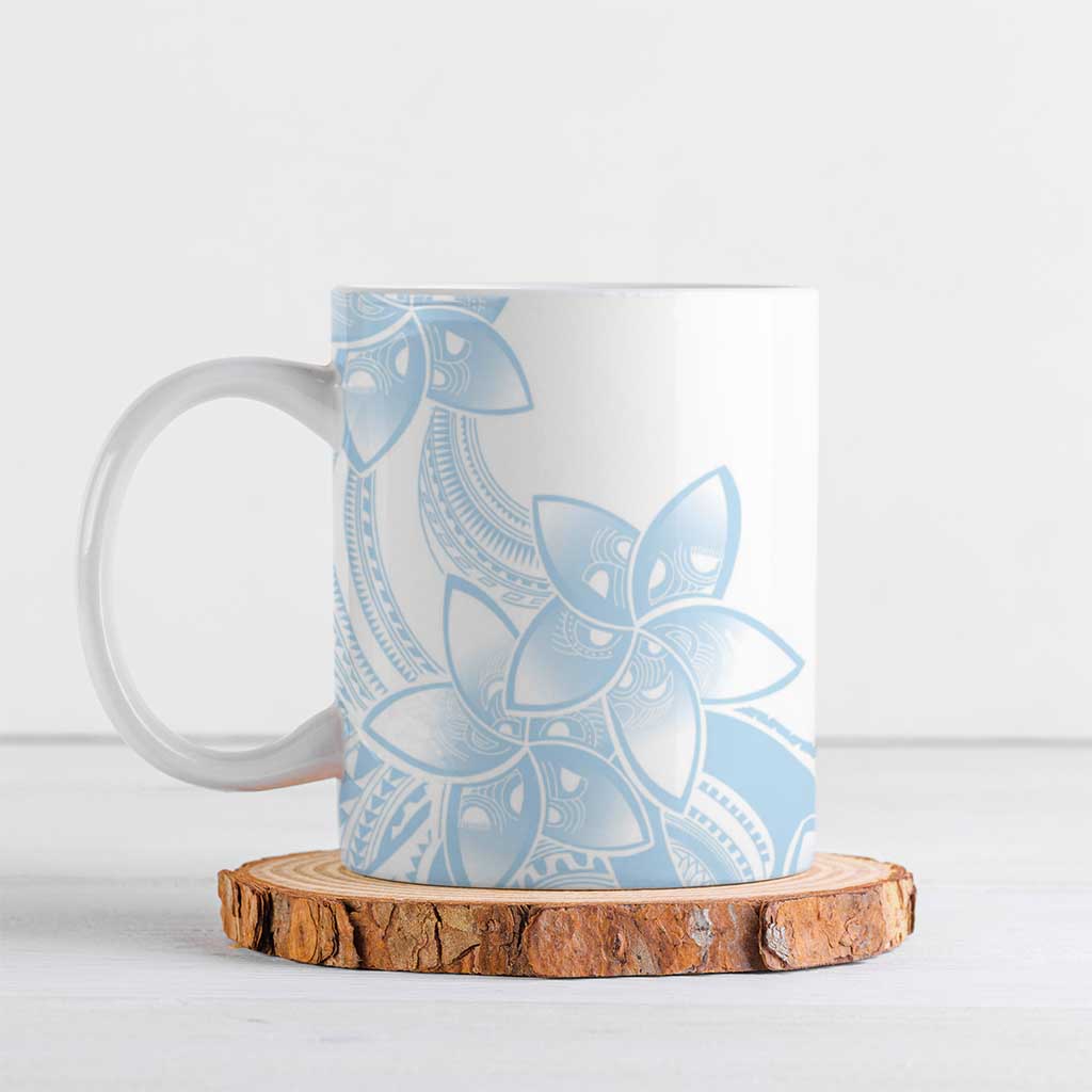 Polynesian Tribal Plumeria Lotu Tamaiti Ceramic Mug Pastel Sky Blue - Polynesian Pride