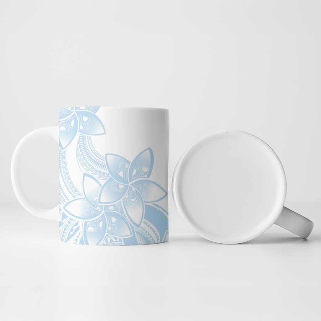 Polynesian Tribal Plumeria Lotu Tamaiti Ceramic Mug Pastel Sky Blue - Polynesian Pride