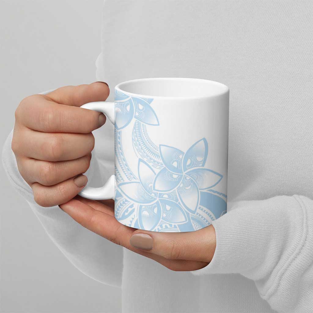 Polynesian Tribal Plumeria Lotu Tamaiti Ceramic Mug Pastel Sky Blue - Polynesian Pride