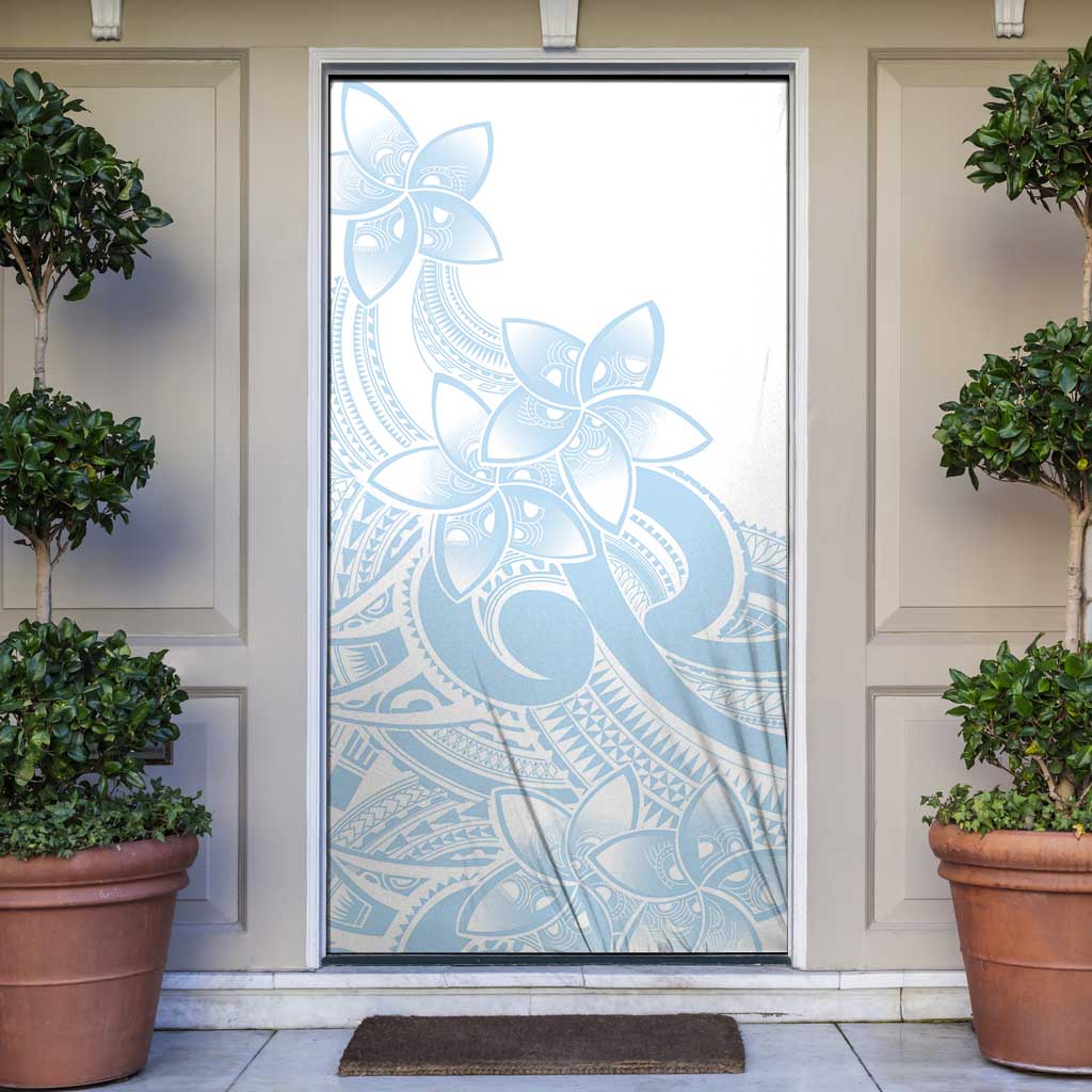 Polynesian Tribal Plumeria Lotu Tamaiti Door Cover Pastel Sky Blue - Polynesian Pride