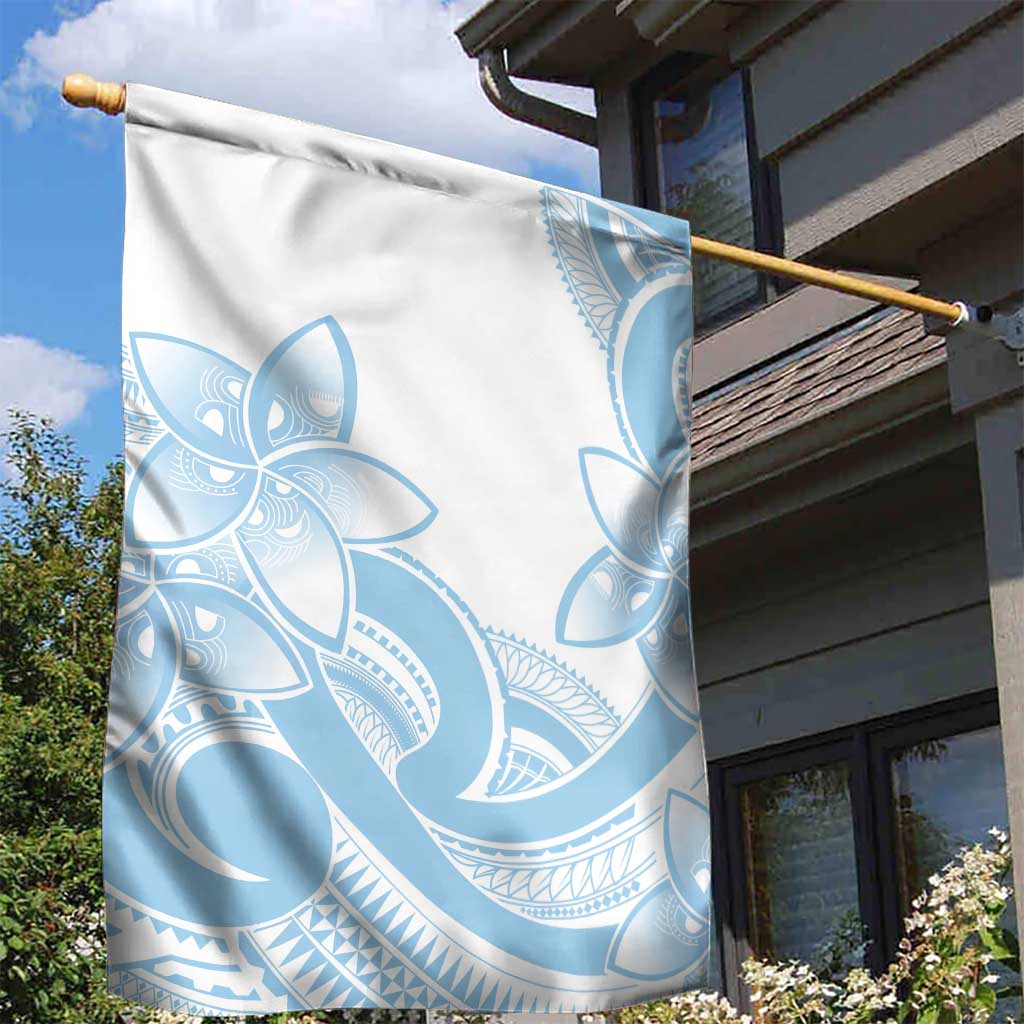 Polynesian Tribal Plumeria Lotu Tamaiti Garden Flag Pastel Sky Blue - Polynesian Pride