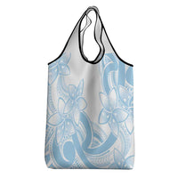 Polynesian Tribal Plumeria Lotu Tamaiti Grocery Bag Pastel Sky Blue - Polynesian Pride