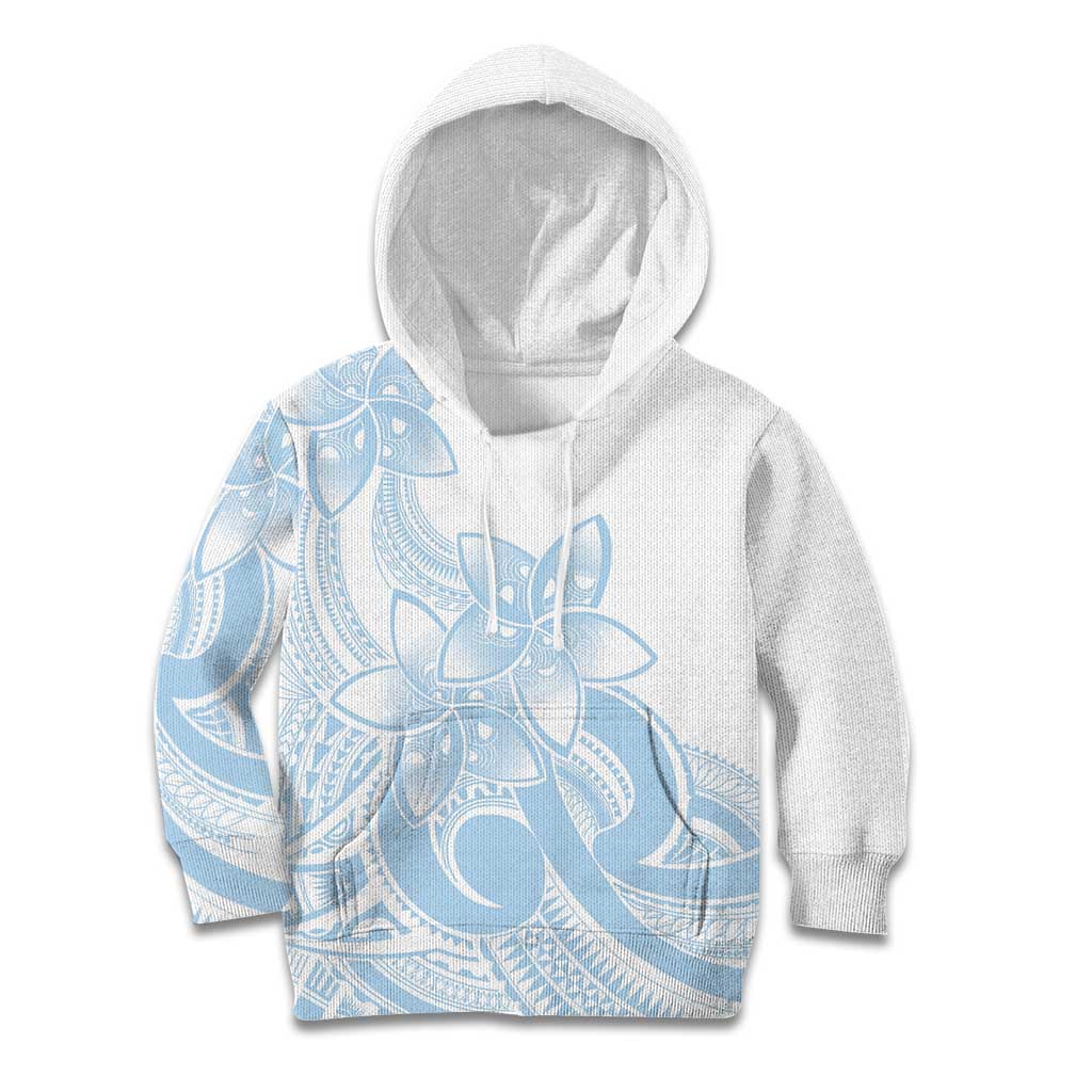 Polynesian Tribal Plumeria Lotu Tamaiti Kid Hoodie Pastel Sky Blue - Polynesian Pride