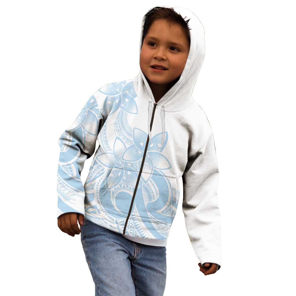 Polynesian Tribal Plumeria Lotu Tamaiti Kid Hoodie Pastel Sky Blue - Polynesian Pride