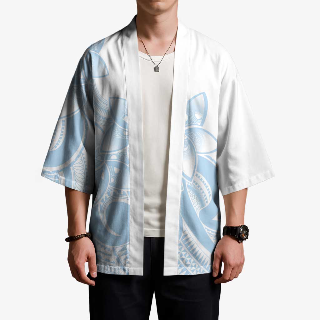 Polynesian Tribal Plumeria Lotu Tamaiti Kimono Pastel Sky Blue - Polynesian Pride